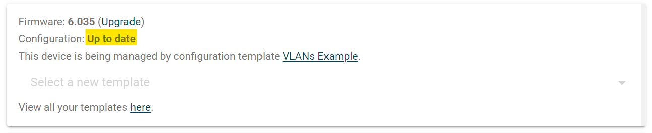 Device configuration status showing Up to date