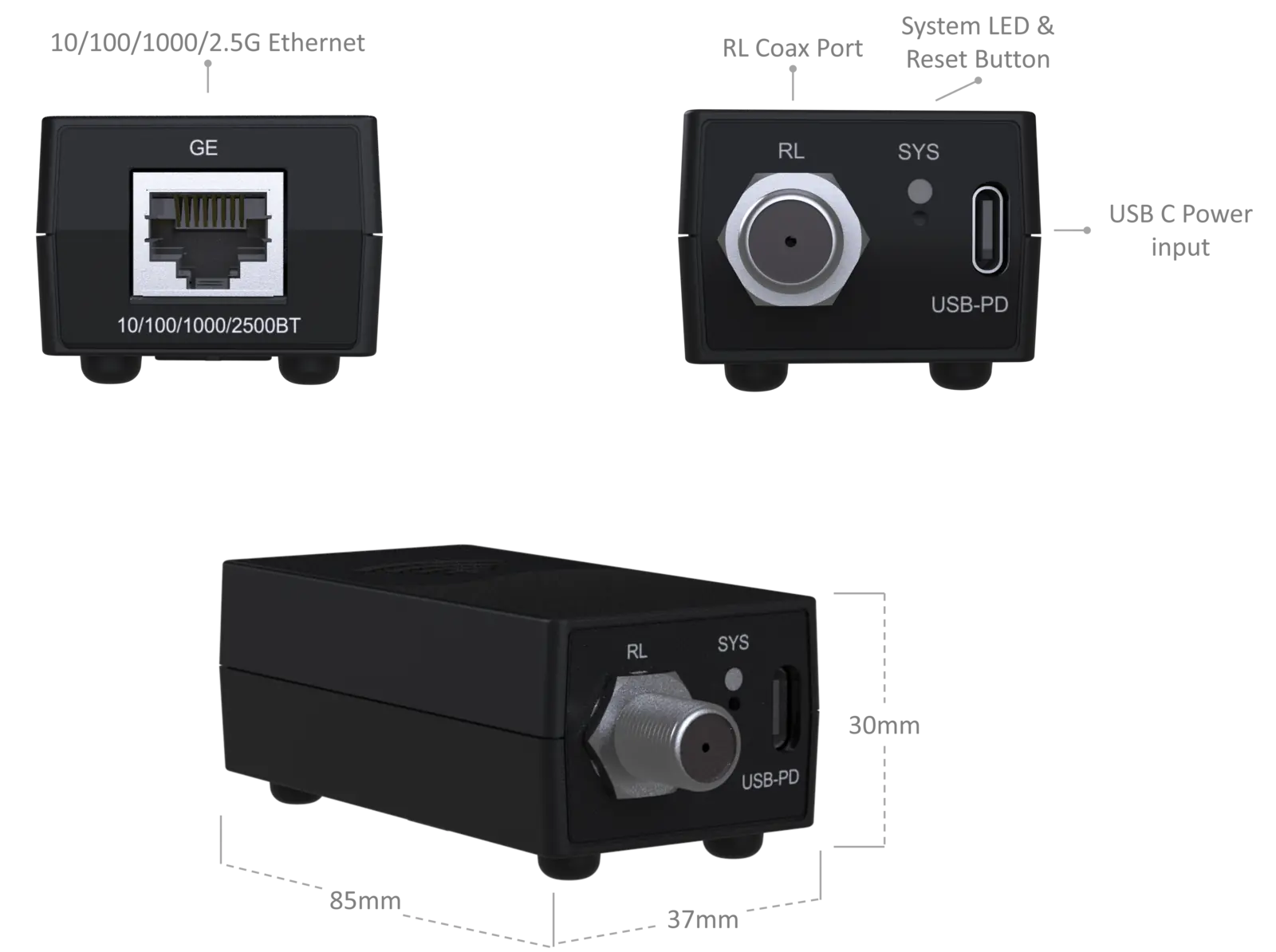 Ports and dimensions
